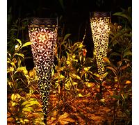 Lampe Solaire Jardin 2 Pièces, Métal Lumière Solaire Extérieure Jardin Decorative IP65 étanche , Görvitor LED Éclairage Lampe Solaire Exterieur Jardin pour Chemins Allée Terrasse Pelouse