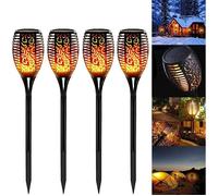 Lampe Solaire Jardin, 4pcs LED Lumières Eclairage Solaire Extérieur Lampe Torche de Jardin Pour Chemins Pelouse