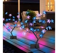 Lampe Solaire Jardin Lumière Extérieure Déco Terrasse LED Arbre Fleurs Coloré 2x