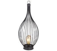 Lampe solaire, lampadaire, lampe d'appoint, lampe d'extérieur, lampe de terrasse, balcon, batterie rechargeable IP44, tiges métalliques courbées, ambre noir, 1x LED blanc chaud, DxH 25x57 cm