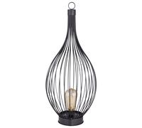 Lampe solaire, lampadaire, lampe d'appoint, lampe d'extérieur, lampe de terrasse, balcon, batterie rechargeable IP44, tiges métalliques courbées noir ambre, 1x LED blanc chaud, DxH 25x57 cm