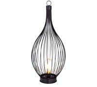 Lampe solaire, lampadaire, lampe d'appoint, lampe d'extérieur, lampe de terrasse, balcon, batterie rechargeable IP44, tiges métalliques courbées, ambre noir, 1x LED blanc chaud, DxH 25x57 cm