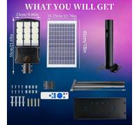 Lampe solaire - Lampadaire LED - 1 panneau solaire - 5 mètres - 6500 K - IP65 - Gradable - Batterie lithium