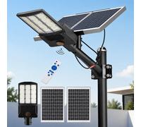 Lampe solaire - Lampadaire solaire pour extérieur - 2 panneaux solaires - Détecteur de mouvement - Télécommande - LED - Indice de protection IP65