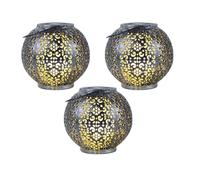 Lampe solaire Lampe à suspendre Décoration de jardin LED Jardin ronde Lampe d'extérieur Table Design sphérique, plastique noir argenté, 1x LED, DxH 18x17 cm, Set de 3