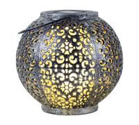 Lampe solaire Lampe à suspendre Décoration de jardin LED Jardin ronde Lampe d'extérieur Table Lampe à suspendre au design sphérique, plastique noir argenté, 1x LED, DxH 18x17 cm