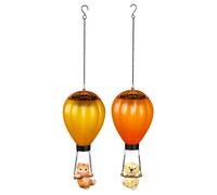 Lampe solaire Lampe à suspendre LED Montgolfière Lampe de balcon chien chat multicolore, métal plastique, LED blanc chaud, LxlxH 12x12x49 cm, set de 2