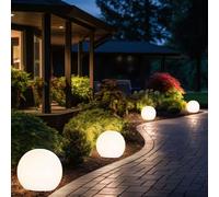 Boule lumineuse solaire boule de jardin lumineuse solaire 10 cm LED décoration de jardin boule solaire pour l'extérieur petite, durée d'éclairage environ 6-8 heures, H 38 cm, lot de 4