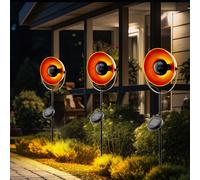 Lampe solaire à piquet de terre Lampe enfichable noire orange Lampe de jardin solaire à piquet de terre, acier, ampoule LED, H 61 cm, lot de 3