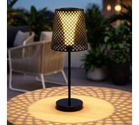 Lampe de table solaire à LED Jardin Lampe de table solaire pour extérieur Balcon Lampe de table solaire en métal, noir, effet lumineux, 1x LED 3000K, DxH 18x50cm