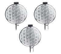 Lampe solaire lampe décorative orientale lampe de jardin fleur de vie lampe solaire pour l'extérieur, métal, piquet de terre, 1x LED, LxlxH 40x40x51 cm, lot de 3