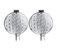 Lampe solaire lampe décorative orientale lampe de jardin fleur de vie lampe solaire pour l'extérieur, métal, piquet de terre, 1x LED, LxlxH 40x40x51 cm, lot de 2