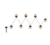 Lampe solaire lampe d'extérieur lampe de jardin lanternes guirlandes lumineuses terrasse, IP44 anti-éclaboussures métal noir rouille batterie rechargeable, x8 LED blanc chaud, HxLxP 11x430x8 cm