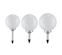 Lampe solaire Lampe enfichable Lampe de jardin Lampe sphérique Terrasse, accu IP44 Piquet de terre, blanc argenté, LED blanc chaud, set de 3 pièces