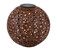 Lampe Solaire Lampe Solaire Boule Extérieure Décoration Jardin Solaire Rouille Piquet Décoratif Floral Poinçonnage Métal LED Blanc Chaud D 20 cm