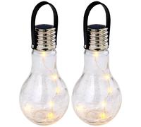 Lampe solaire Lampe solaire de jardin Lampe suspendue Lampe de décoration Terrasse, batterie IP44, acier inoxydable verre clair, LED blanc chaud, DxH 9x17,5cm, set de 2