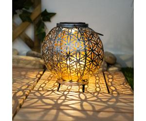 Lampe solaire lampe solaire extérieure Lanterne solaire LED orientale à l'extérieur, effet lumineux fleur de vie, 1x LED blanc chaud, DxH 20x29 cm, terrasse jardin