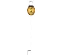 Lampe solaire lampe solaire lampe de jardin enfichable, affichage de la lumière de la batterie sur piquet de terre résistant aux intempéries, métal doré noir, 1x LED blanc chaud, DxH 12,5x90cm