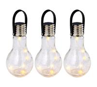 Lampe Solaire Lampe Solaire Lampe de Jardin Lampe Suspendue Terrasse Lumineuse Décorative, Batterie IP44, Verre Inox Clair, LED Blanc Chaud, DxH 9x17.5cm
