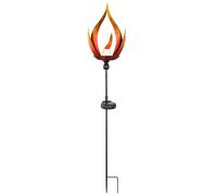 Lampe solaire lampe solaire lampe d'extérieur lampe de jardin lampe d'extérieur zone d'entrée, IP44 anti-éclaboussures optique flamme en métal noir, 1x LED blanc chaud, DxH 18x93 cm