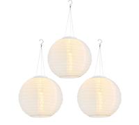 Lampe solaire Lampion Lampe d'extérieur LED Lampe suspendue de jardin blanc Mariage Lanterne de fête Décoration de jardin, acier inoxydable Plastique, blanc chaud, DxH 30x 55 cm, Set de 3 pièces