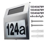 Maclean Lampe solaire LED MCE172 – numéro de maison, inox 18×3×20 cm, 2V 80mA, stickers inclus