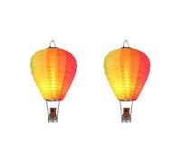 Lampe solaire LED Ballon à air chaud Décoration de jardin Effet de flamme Ours Lampe de terrasse Lampe d'extérieur, métal multicolore, blanc chaud, DxH 27x44 cm, lot de 2