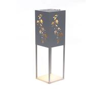Lampe solaire LED colonne décorative décoration de jardin lumière extérieure décoration solaire lampe de jardin, gris acier inoxydable, batterie IP44, blanc chaud, H 60 cm