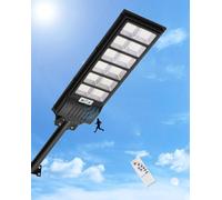 Lampe solaire LED de 600W | Projecteur de 6500K avec détecteur de mouvement | Applique murale étanche IP65, lampe de guidage avec télécommande, éclairage de sécurité extérieur pour jardin, cour, garag