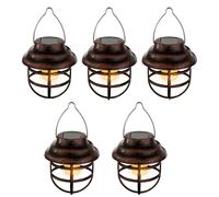 Lampe solaire LED d'extérieur à 5 LED, suspension, lampe de jardin, capteur crépusculaire, marron, H 14 cm