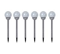 Lampe solaire LED d'extérieur, décoration de jardin, piquet de terre, lampe de terrasse, décoration solaire, boule de verre brisé, blanc chaud, DxH 12 x 56 cm, lot de 6