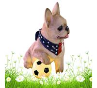 Lampe solaire LED en résine étanche pour chien | Statues de jardin en forme d'écharpe patriotique peinte à la main pour chemin, clôture, porche, pelouse, patio