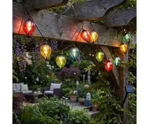 Lampe solaire LED Guirlande lumineuse Ballons Lampe d'extérieur Décoration de jardin multicolore, plastique, 10x LED blanc chaud, L 390 cm