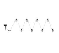 Lampe solaire LED guirlande lumineuse solaire extérieur jardin effet flamme, piquet de terre à batterie, noir, 16x lanternes LED blanc chaud, DxL 8x200 cm