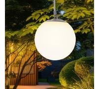 Lampe solaire LED Lampe à suspendre Balcon blanc Boule Lampe extérieure Boucle en caoutchouc, plastique, 4x LED blanc chaud, DxH 20x75 cm