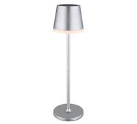 Lampe solaire LED Lampe de table extérieure argent Batterie Lampe de jardin Lampe de terrasse, métal plastique satiné, étanche aux éclaboussures, blanc chaud, H 41 cm