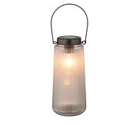 Lampe solaire LED Lanterne extérieure Décoration de jardin Lampe de balcon, verre plastique métal, batterie IP44, 3000K blanc chaud, H 25 cm