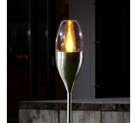 Lampe solaire LED Lindby Jari, hauteur 122 cm, acier inoxydable, transparent JARI, gris, Inox, Moderne, Lampe Solaire