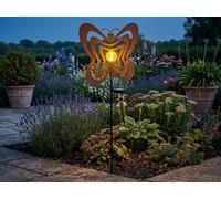 Lampe solaire LED, métal, couleur rouille, H 83 cm