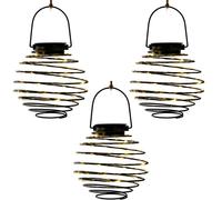 Lampe solaire LED Nid d'abeille Lampe à suspendre Spirale solaire anthracite Lampe d'extérieur, 18x LED blanc chaud, D 15 cm, lot de 3