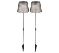 Lampe solaire LED pour décoration de jardin, lampe d'extérieur, lumière en cristal, plastique noir fumé, batterie IP44, piquet de terre, blanc chaud 3000K, lot de 2, H 60 cm