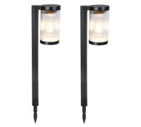 Lampe solaire, lot de 2, LUMISKY BEAMLIT, LED blanc chaud, H 58 cm, lampe d'allée de jardin, IP65