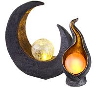Lampe solaire lune marron/noir lumière extérieure sculpture solaire lampe solaire flamme or argent, boule lumineuse, ampoules LED, lot de 2