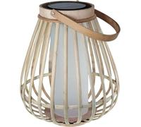 Lampe Solaire, Marta, Beige, Bambou Naturel, Éclairage Effet Flamme, Recharge USB et Solaire