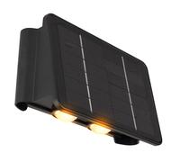 Lampe solaire noire Lampe d'extérieur Balcon Lampe murale moderne Lampe de jardin angulaire Accu Mur de maison résistant aux intempéries, plastique, 1x LED 40lm 3000K, LxlxH 17x10,8x6,4 cm