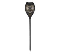 Lampe solaire, noire, lampe d'extérieur, lampe à brancher, lampe de terrasse, poinçonnage décoratif, métal doré, 1x LED blanc chaud, DxH 11x58 cm