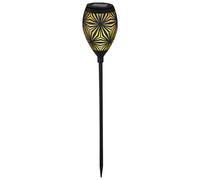 Lampe solaire, noire, lampe d'extérieur, lampe à brancher, lampe de terrasse, poinçonnage décoratif, métal doré, 1x LED blanc chaud, DxH 11x58 cm
