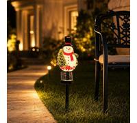 Lampe solaire Père Noël, statue de Père Noël, décoration extérieure (style | Piquets de jardin décoratifs en métal pour maison, terrasse, porche, cour, art, lanterne solaire à suspendre pour les