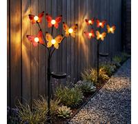 Lampe Solaire Planteuse Extérieur avec Piquet Terre Papillon LED, Set 2