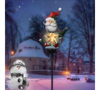 Lampe solaire pour chemin de Noël 80 cm (Père Noël) | Construction en fer robuste, revêtement résistant aux intempéries, hauteur 80 cm, capteur de nuit automatique